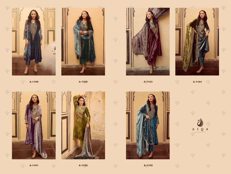 Aiqa Sitaray Velvet Fancy Work Designer Wedding Wear Suit Collection