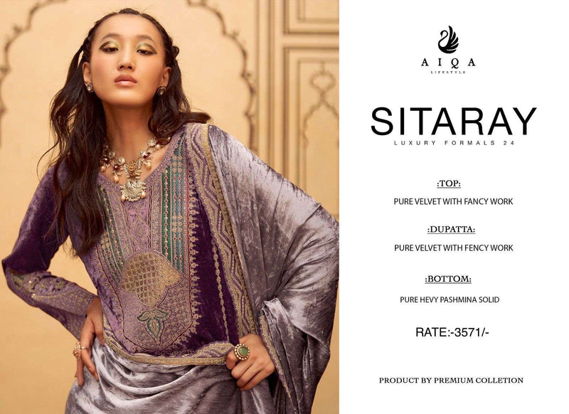 Aiqa Sitaray Velvet Fancy Work Designer Wedding Wear Suit Collection