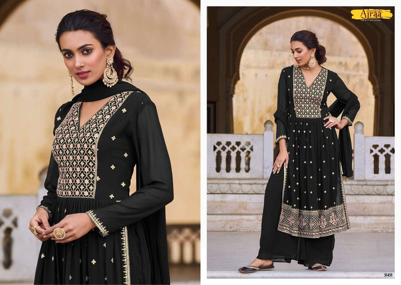 Ajraa Hiva Vol 3 Georgette Work Nyra Cut Readymade 3 Piece Dresses