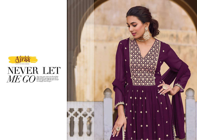 Ajraa Hiva Vol 3 Georgette Work Nyra Cut Readymade 3 Piece Dresses