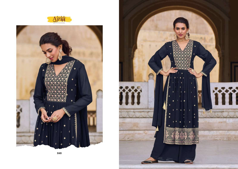 Ajraa Hiva Vol 3 Georgette Work Nyra Cut Readymade 3 Piece Dresses