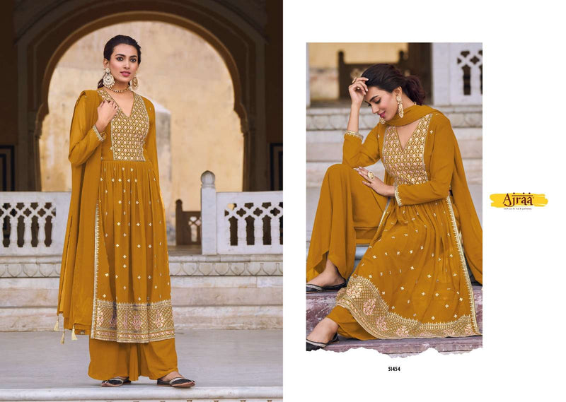 Ajraa Hiva Vol 3 Georgette Work Nyra Cut Readymade 3 Piece Dresses
