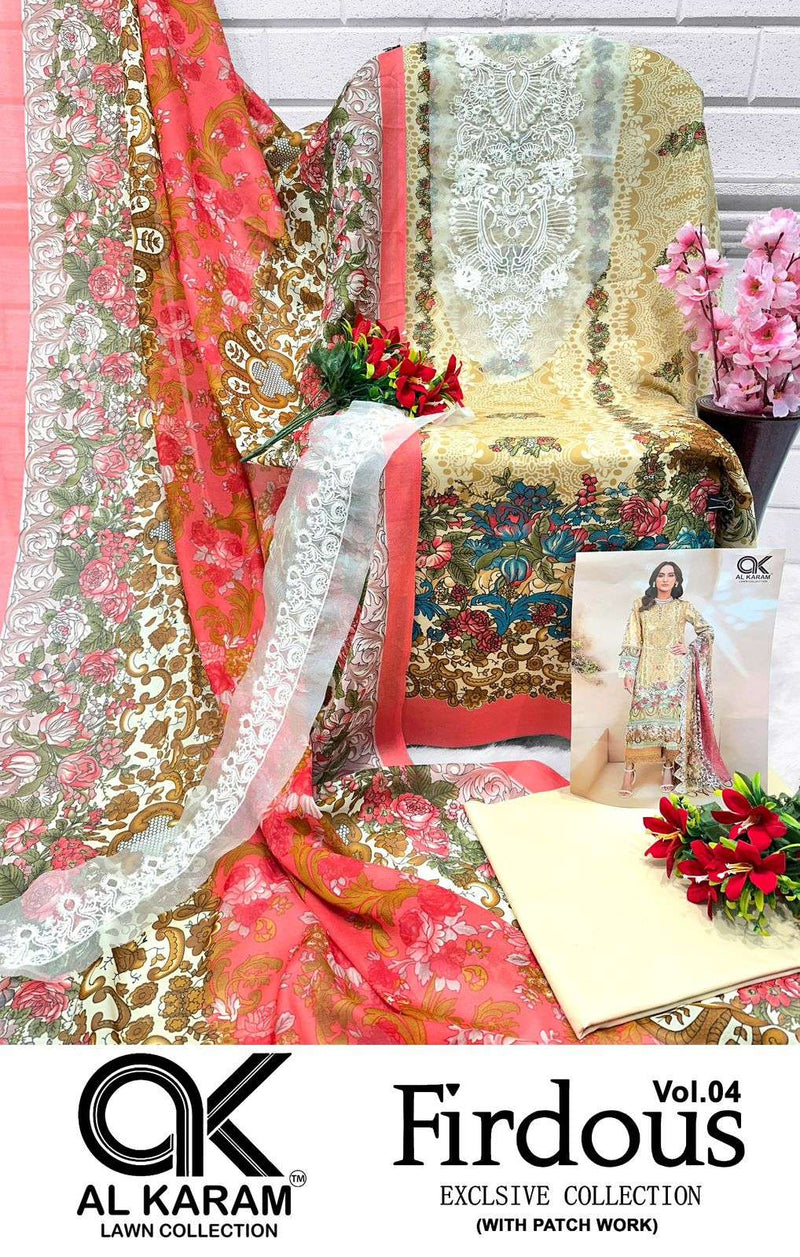 Al Karam Firdous Exclusive Collection Vol 4 Cotton Print Suit