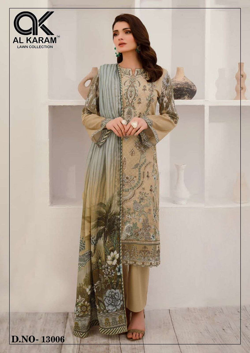 Al Karam Kesariya Magic In Print Vol 13 Cambric Cotton Daily Wear Salwar Suit