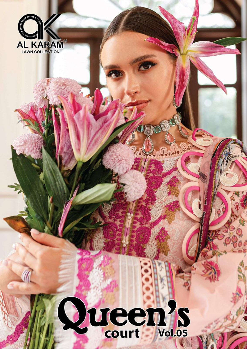 Al Karam Queens Court Vol 5 Cambric Cotton Digital Print Salwar Suit For Daily Wear