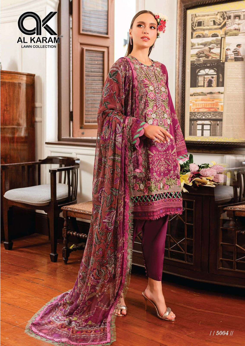 Al Karam Queens Court Vol 5 Cambric Cotton Digital Print Salwar Suit For Daily Wear