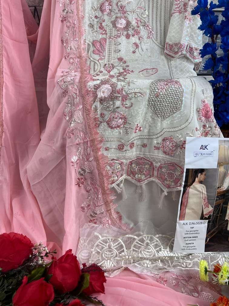 Al Khushbu Design No 5028 Abcd Georgette Heavy Embroidered Party Wear Suit