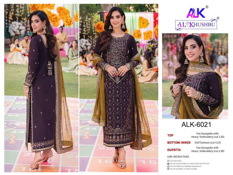 Al Khushbu Design No 6021 22 23 Georgette Heavy Embroidered Party Wear Suit