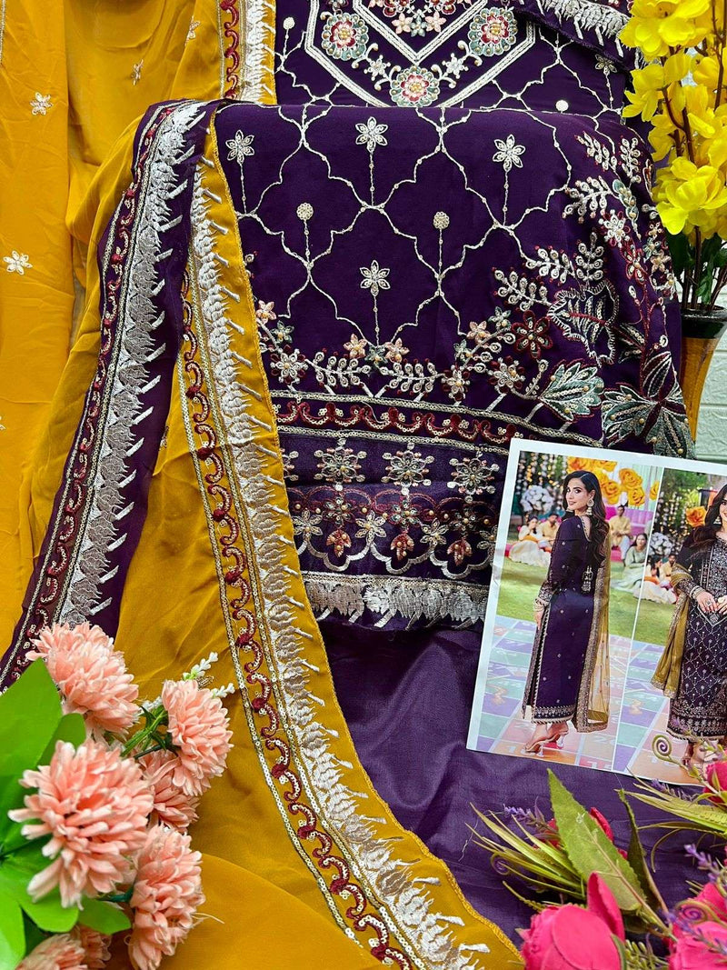 Al Khushbu Design No 6021 22 23 Georgette Heavy Embroidered Party Wear Suit