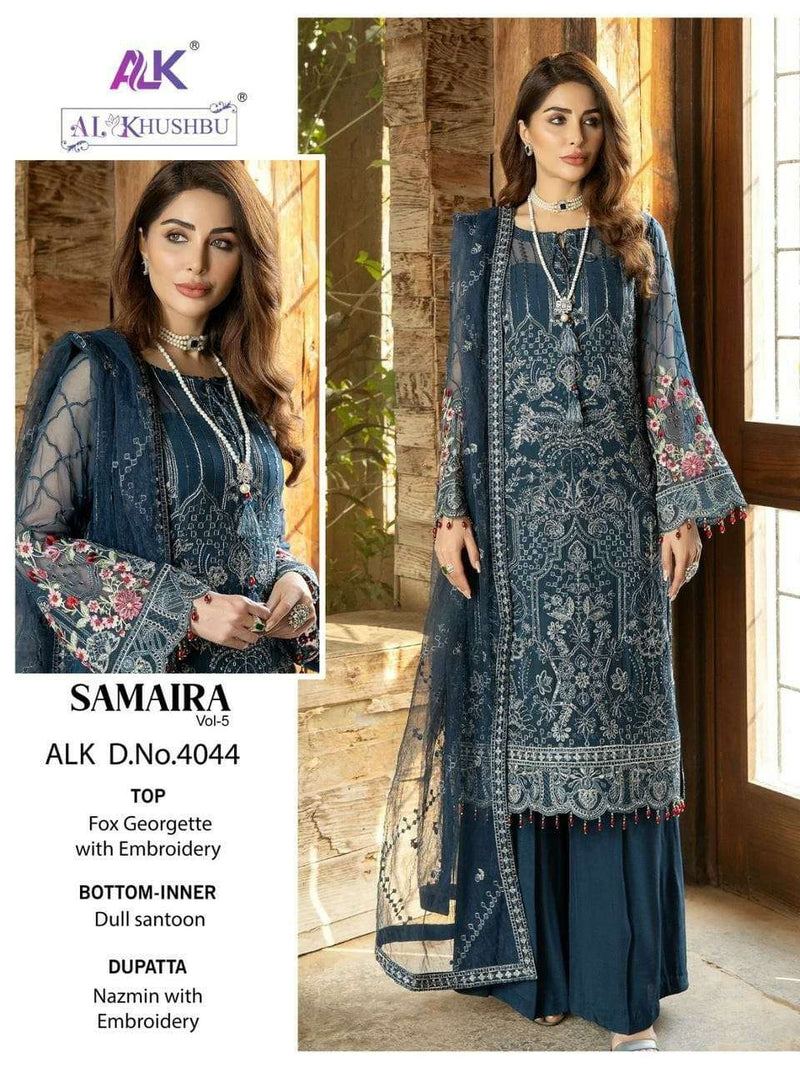 Al Khushbu Samaira Vol 5 Alk Design No 4044 Georgette Heavy Embroidered Designer Suit