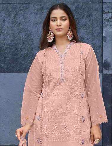 Al Zohaib D No 1014 Organza Embrodairy Moti Work Salwar Suit