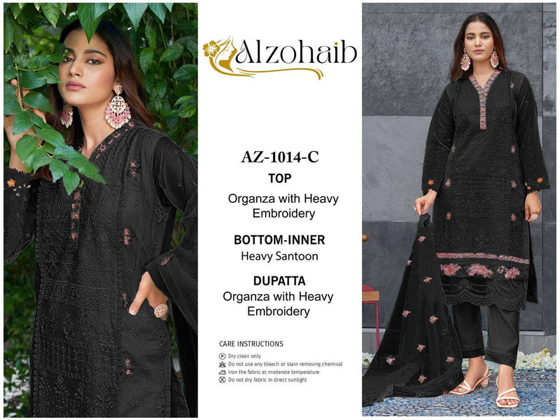 Al Zohaib D No 1014 Organza Embrodairy Moti Work Salwar Suit