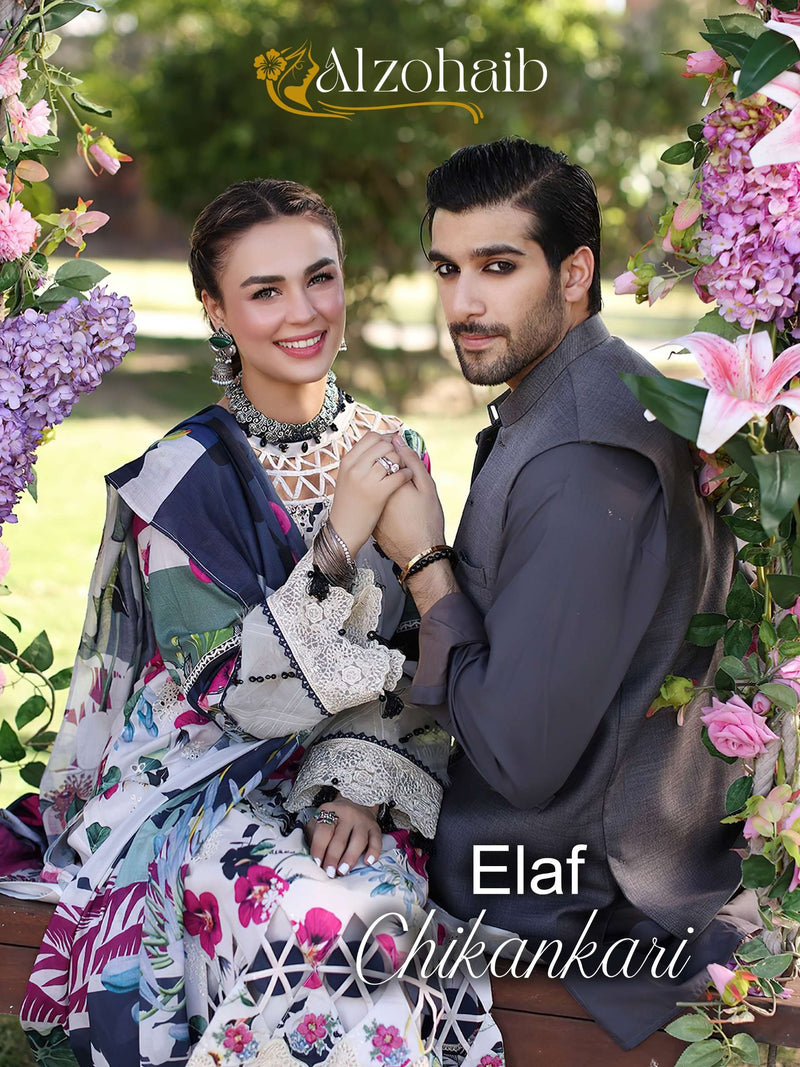 Al Zohaib Chikankari Vol 1 Cambric Cotton With Self Embrodairy With Patch Heavy Salwar Suit