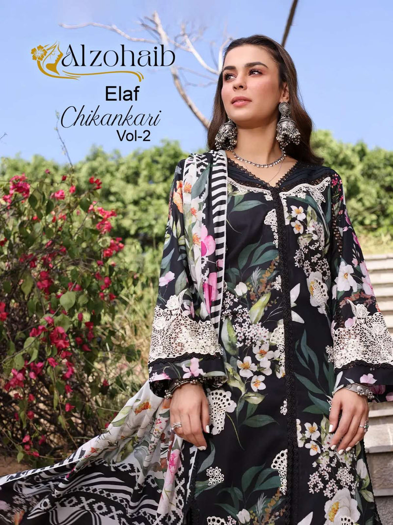 Al Zohaib Elaf Chikankari Vol 2 Cotton Self Embrodairy Patch Work Fancy Salwar Suit