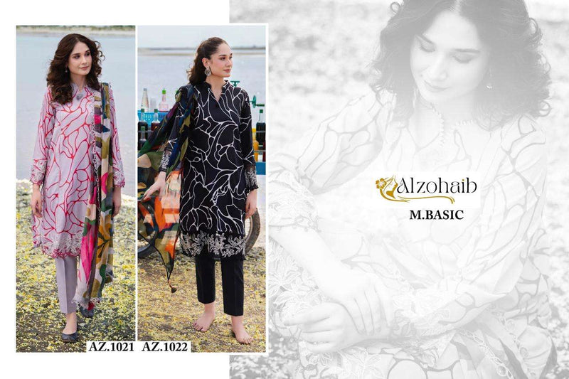 Al Zohaib M Basic Cotton Print Embrodairy Patches Fancy Salwar Suit