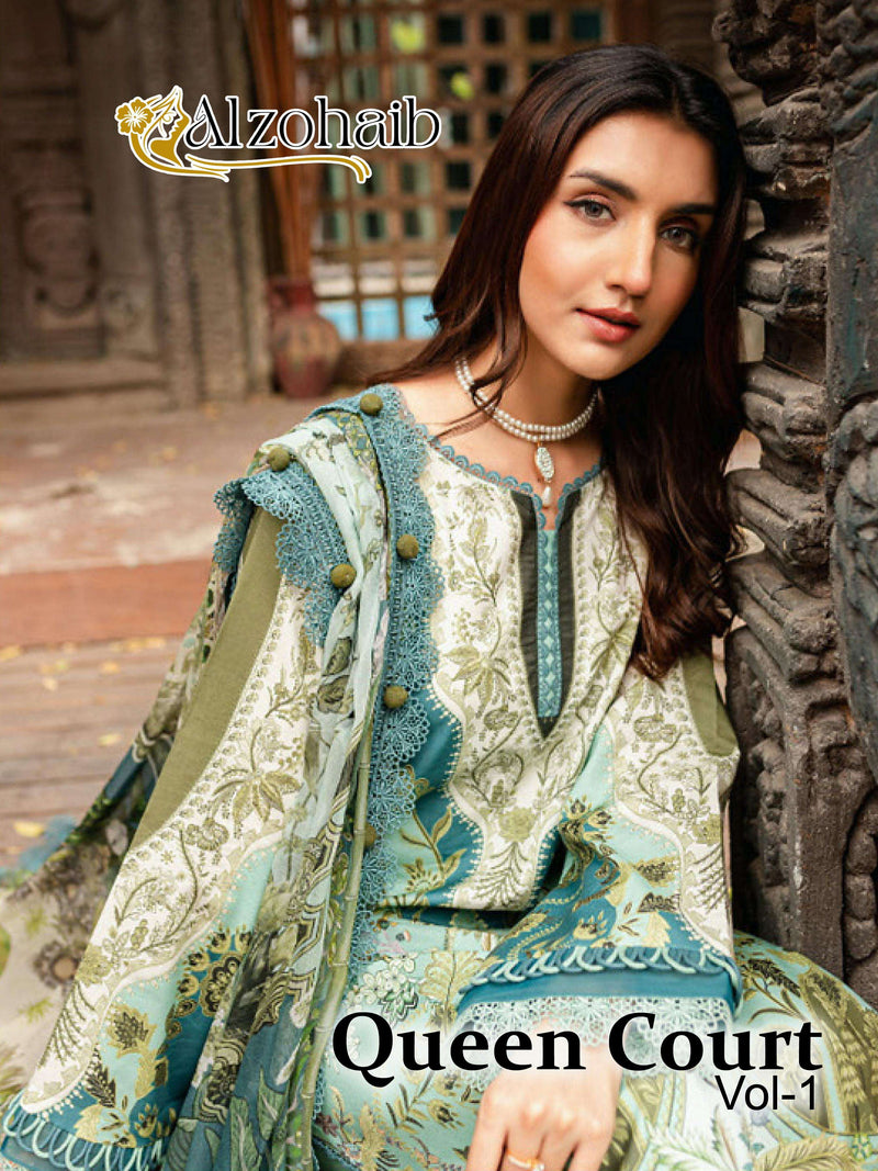 Al Zohaib Queen Court Vol 1 Cotton Print  Heavy Embrodairy Fancy Salwar Kameez