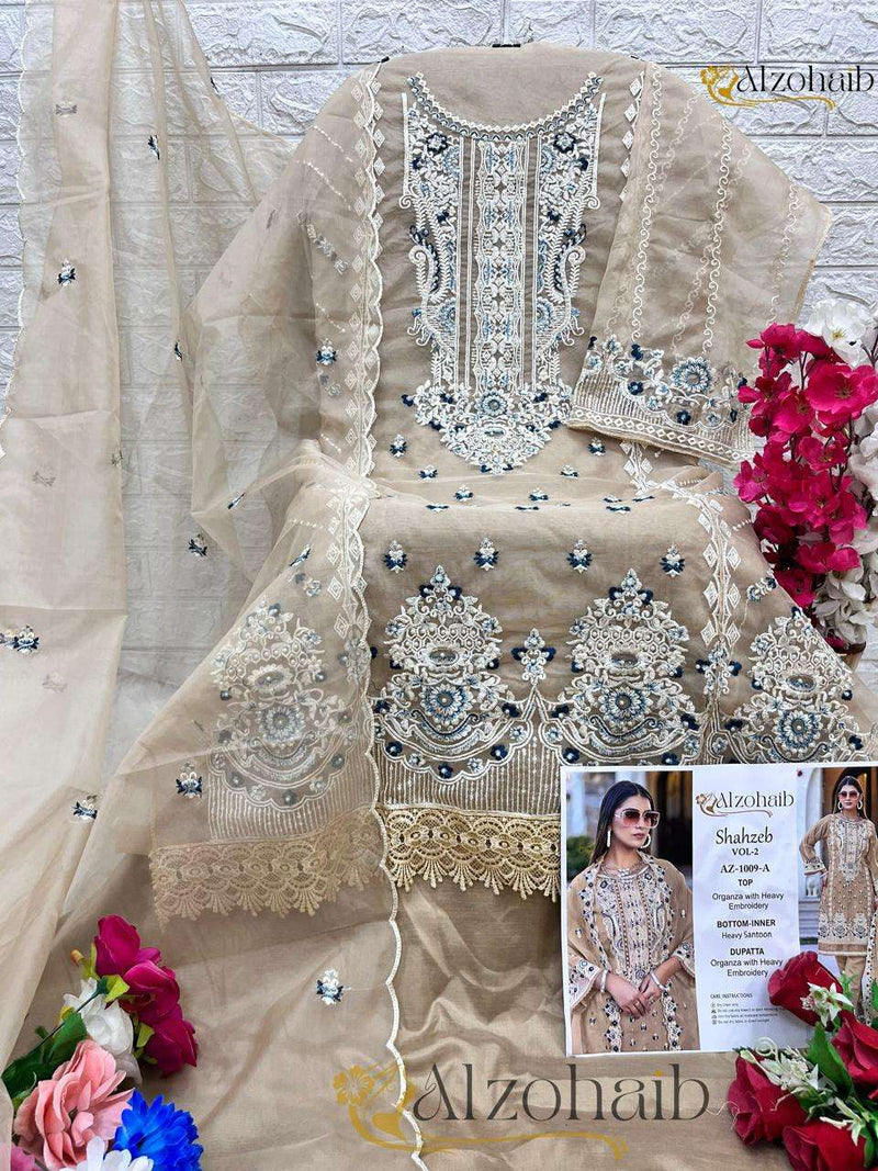 Al Zohaib Shahzeb Vol 2 Organza With Heavy Embrodairy Unstitched Designer Salwar Suit
