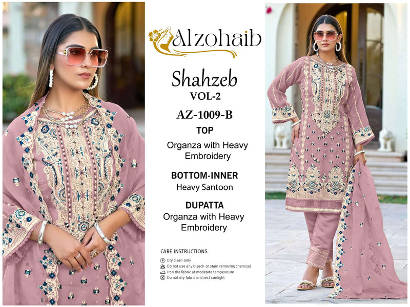 Al Zohaib Shahzeb Vol 2 Organza With Heavy Embrodairy Unstitched Designer Salwar Suit