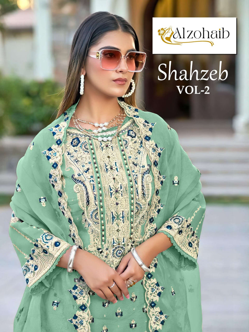 Al Zohaib Shahzeb Vol 2 Organza With Heavy Embrodairy Unstitched Designer Salwar Suit