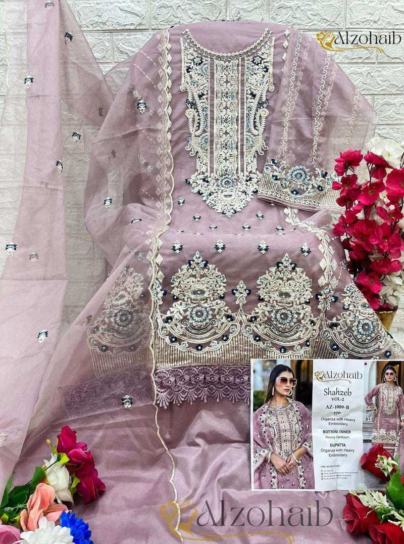 Al Zohaib Shahzeb Vol 2 Organza With Heavy Embrodairy Unstitched Designer Salwar Suit