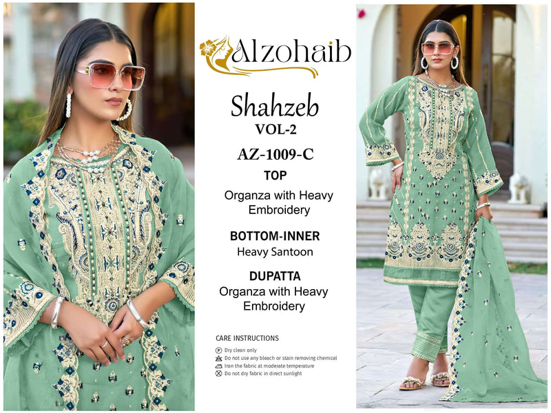 Al Zohaib Shahzeb Vol 2 Organza With Heavy Embrodairy Unstitched Designer Salwar Suit