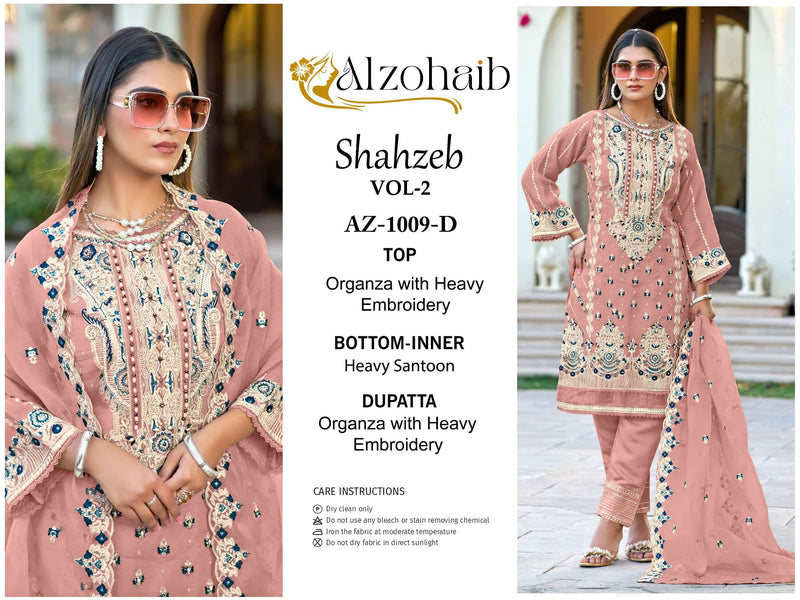 Al Zohaib Shahzeb Vol 2 Organza With Heavy Embrodairy Unstitched Designer Salwar Suit