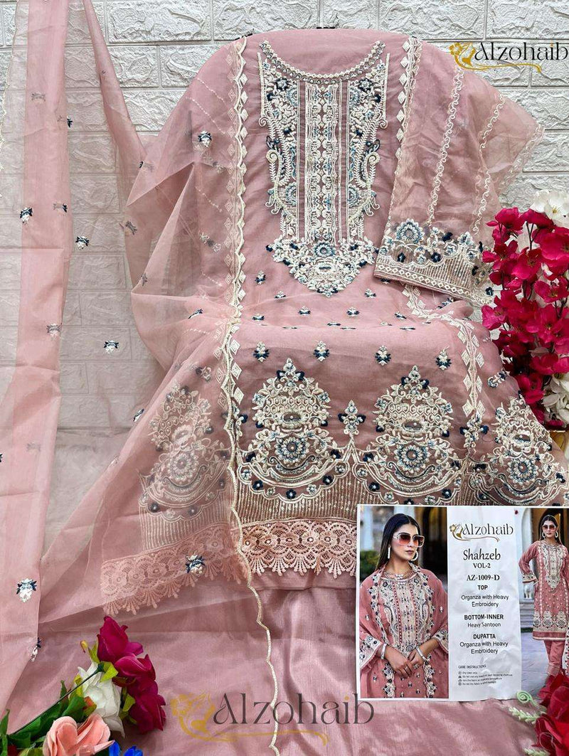 Al Zohaib Shahzeb Vol 2 Organza With Heavy Embrodairy Unstitched Designer Salwar Suit
