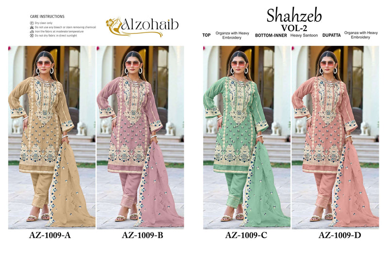 Al Zohaib Shahzeb Vol 2 Organza With Heavy Embrodairy Unstitched Designer Salwar Suit