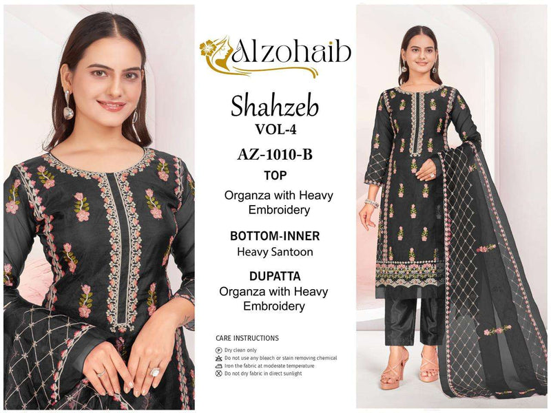 Al Zohaib Shahzeb Vol 4 Organza With Heavy Embrodairy & Moti Work Salwar Suit