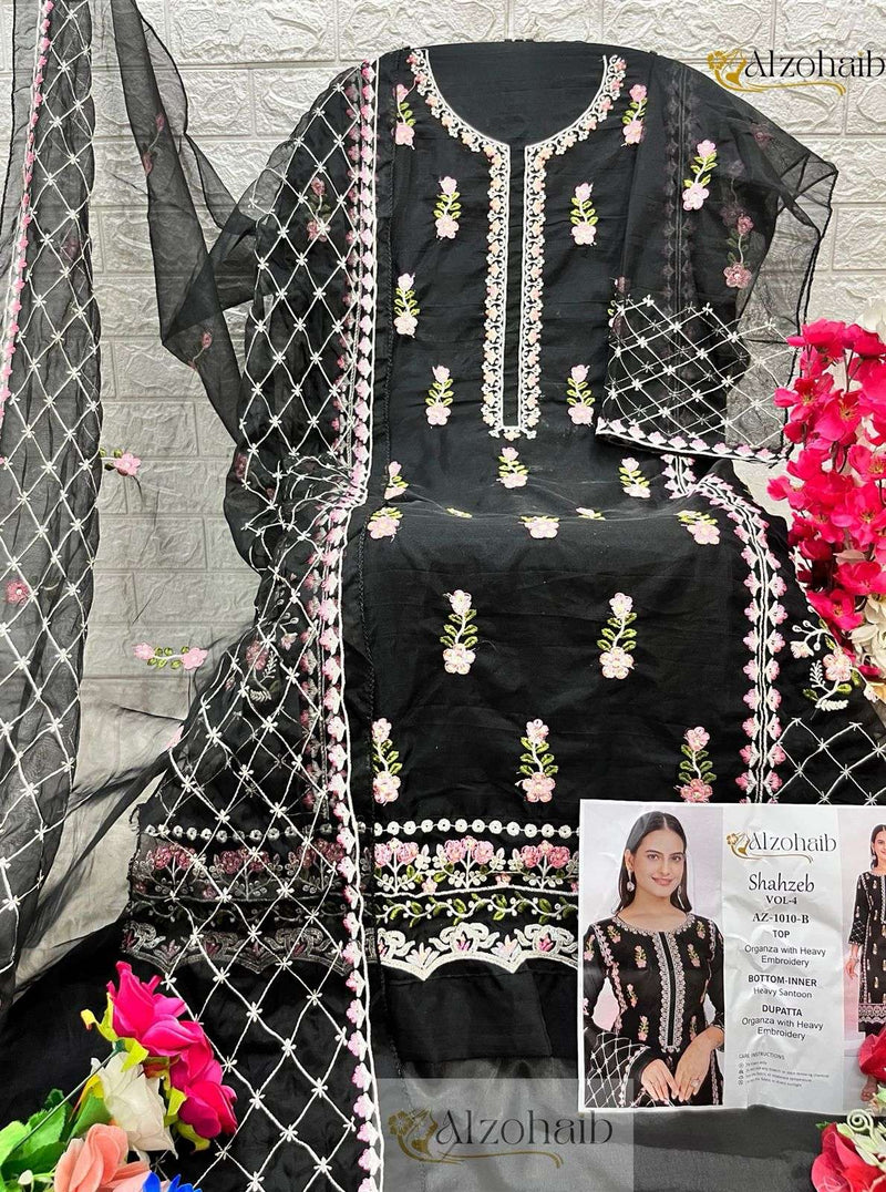 Al Zohaib Shahzeb Vol 4 Organza With Heavy Embrodairy & Moti Work Salwar Suit
