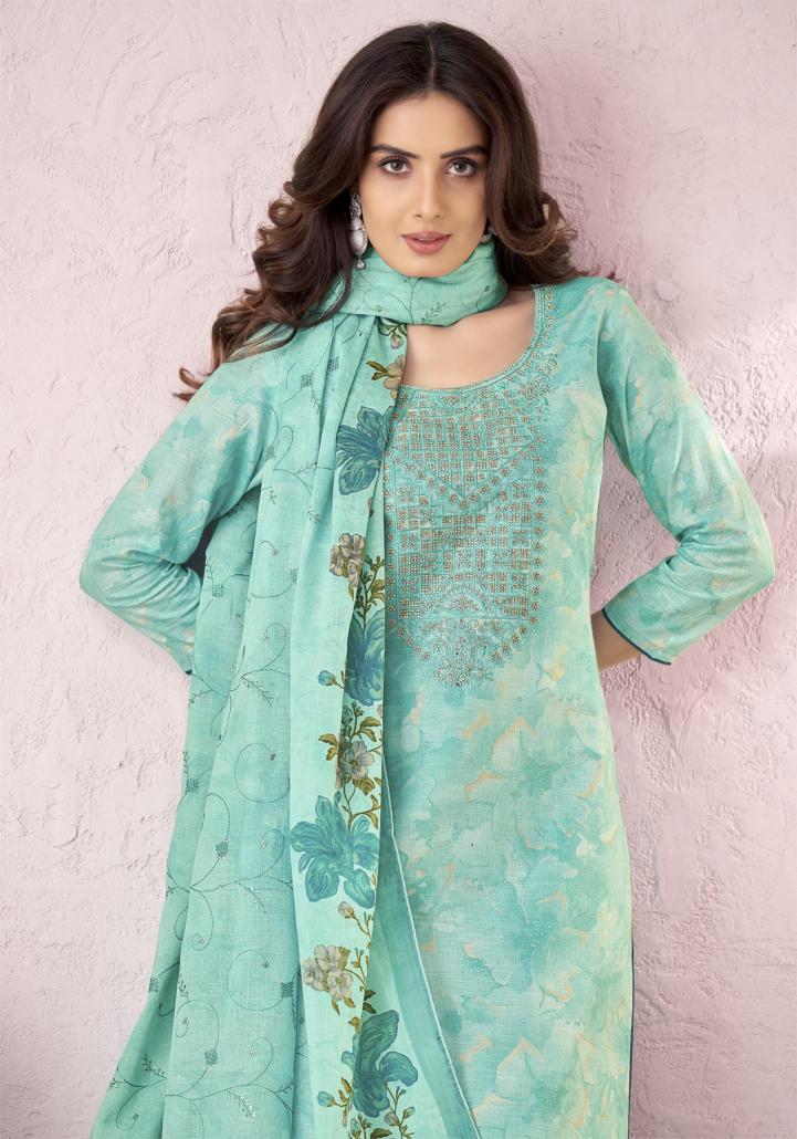 Alok Suits Mahgul Cotton Designer Self Print Fancy Embroidery Salwar Suit