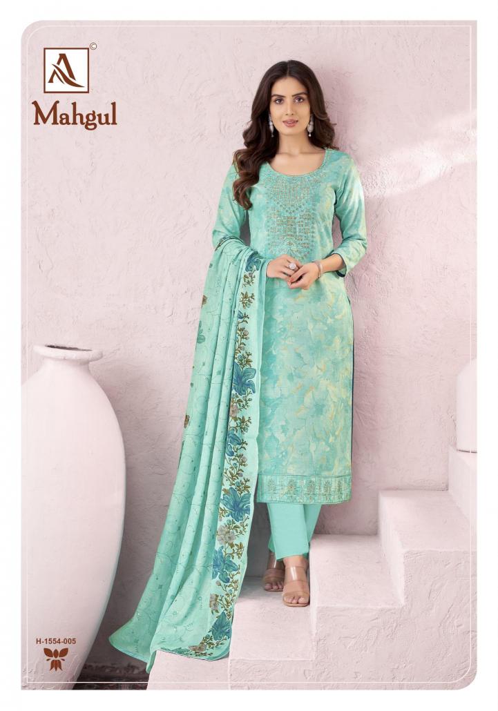Alok Suits Mahgul Cotton Designer Self Print Fancy Embroidery Salwar Suit