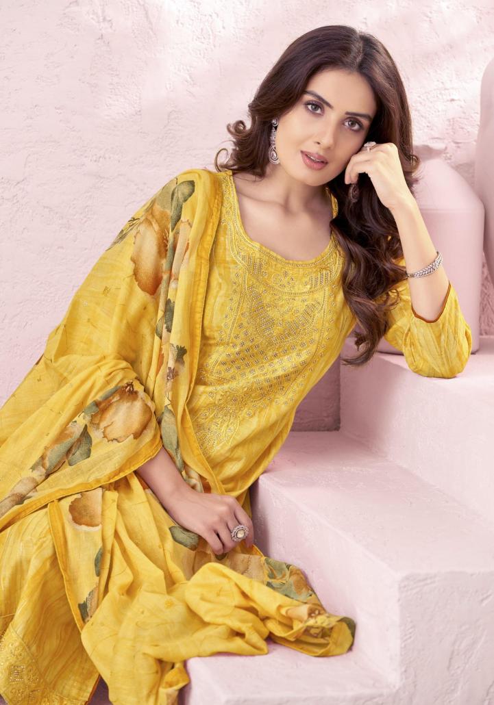 Alok Suits Mahgul Cotton Designer Self Print Fancy Embroidery Salwar Suit