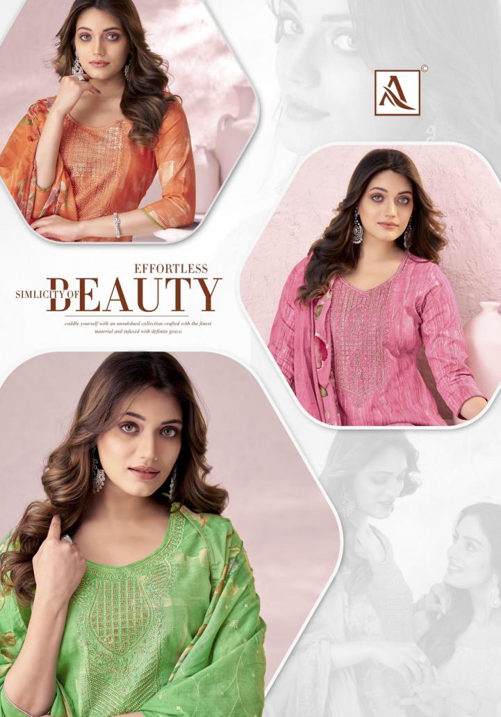 Alok Suits Mahgul Cotton Designer Self Print Fancy Embroidery Salwar Suit