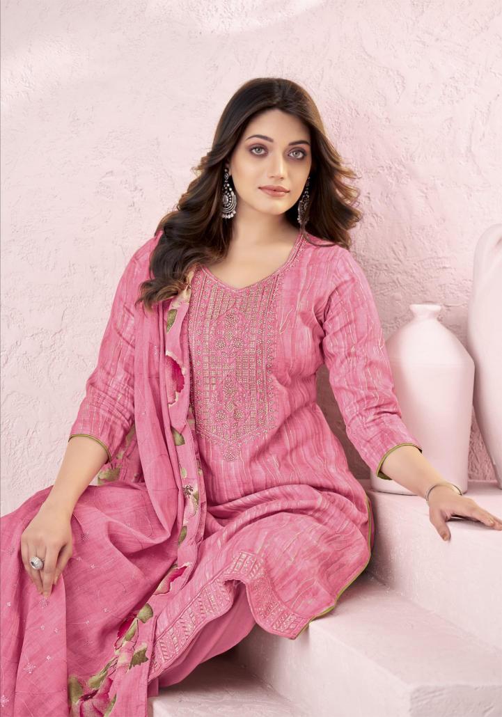 Alok Suits Mahgul Cotton Designer Self Print Fancy Embroidery Salwar Suit