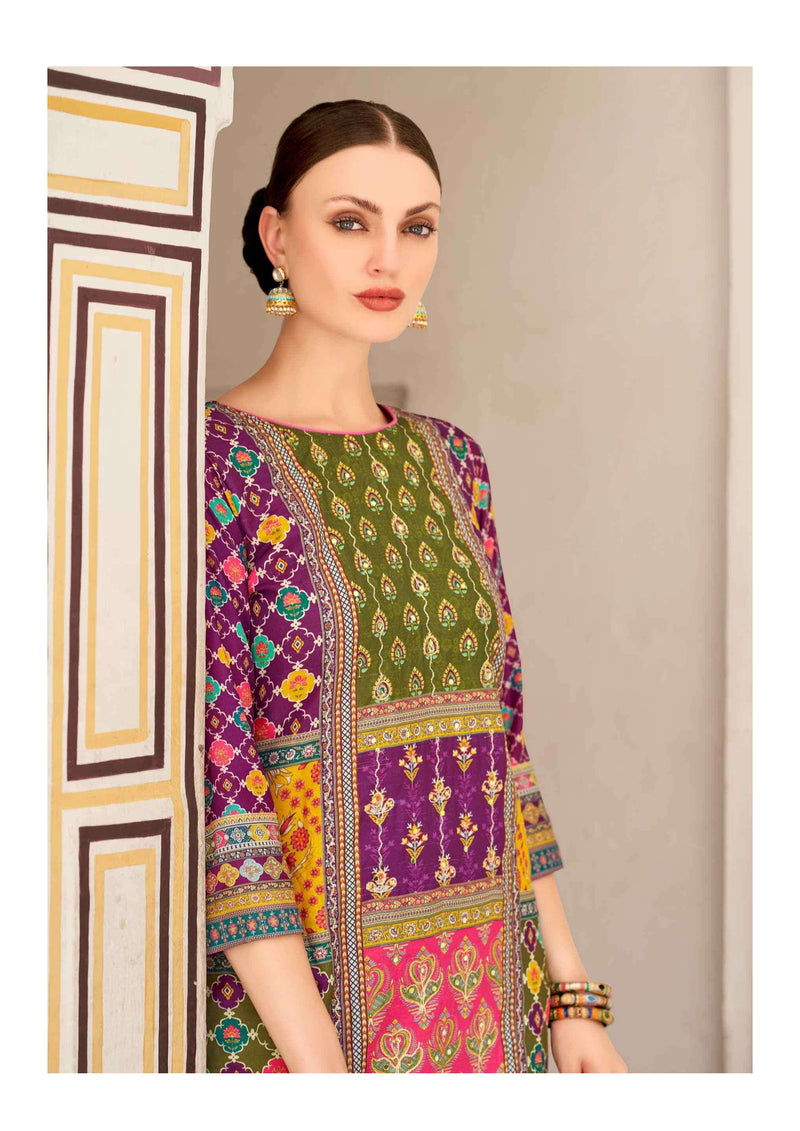 Alok Suit Bella Edition 9 Pure Muslin Digital Print Aari Mirror Hand Work Designer Salwar Suit