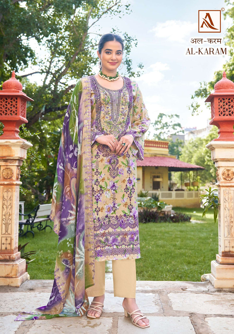 Alok Suits Al Karam Cambric Cotton Pakistani Print Fancy Salwar Kameez
