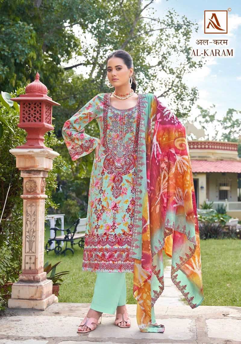 Alok Suits Al Karam Cambric Cotton Pakistani Print Fancy Salwar Kameez