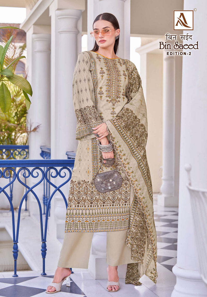 Alok Suits Bin Saeed Vol 2 Cotton Fancy Embroidery Work Suit