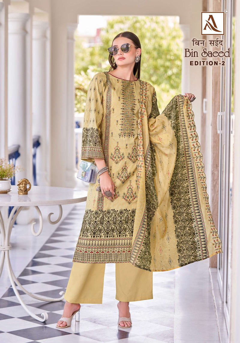 Alok Suits Bin Saeed Vol 2 Cotton Fancy Embroidery Work Suit