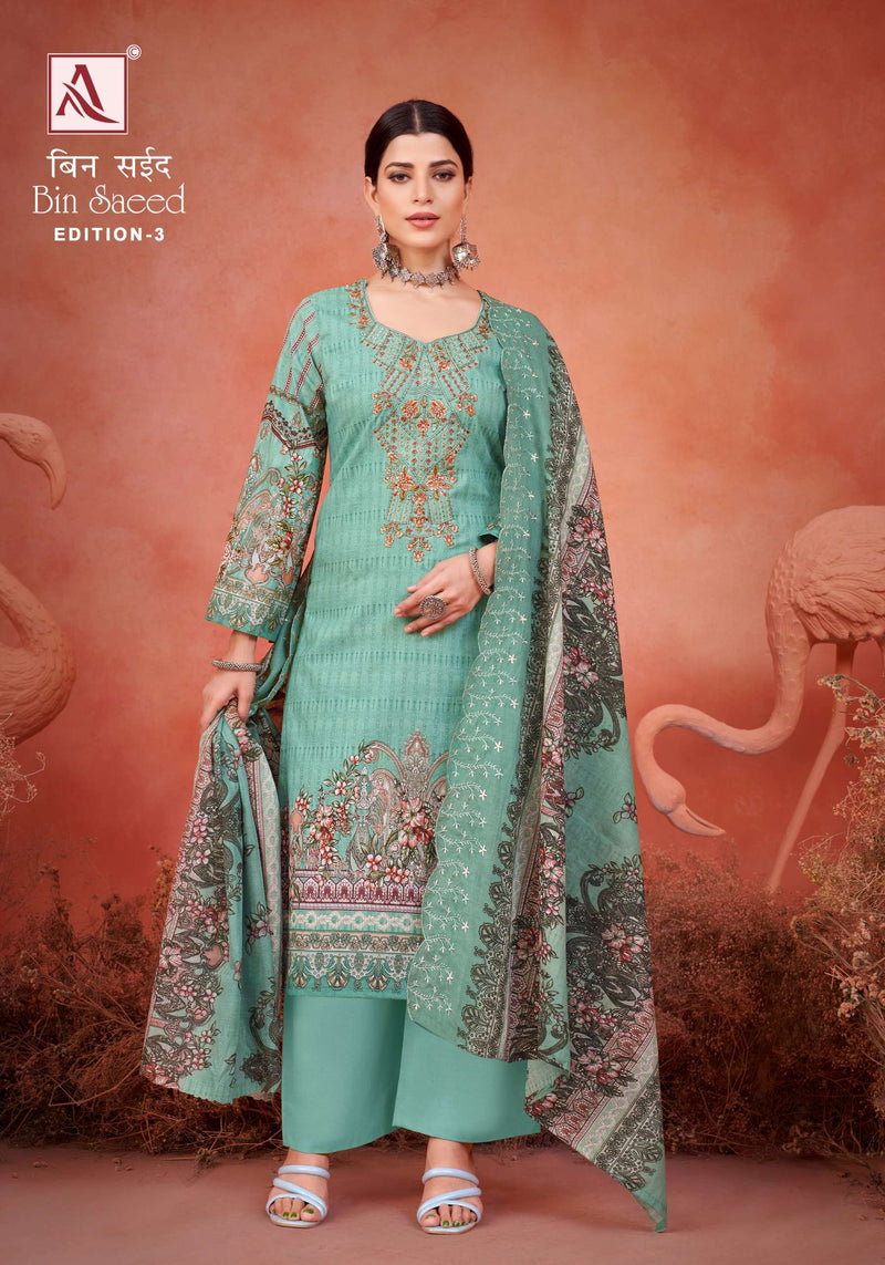 Alok Suits Bin Saeed Vol 3 Cambric Cotton Pakistani Print Fancy Salwar Suit