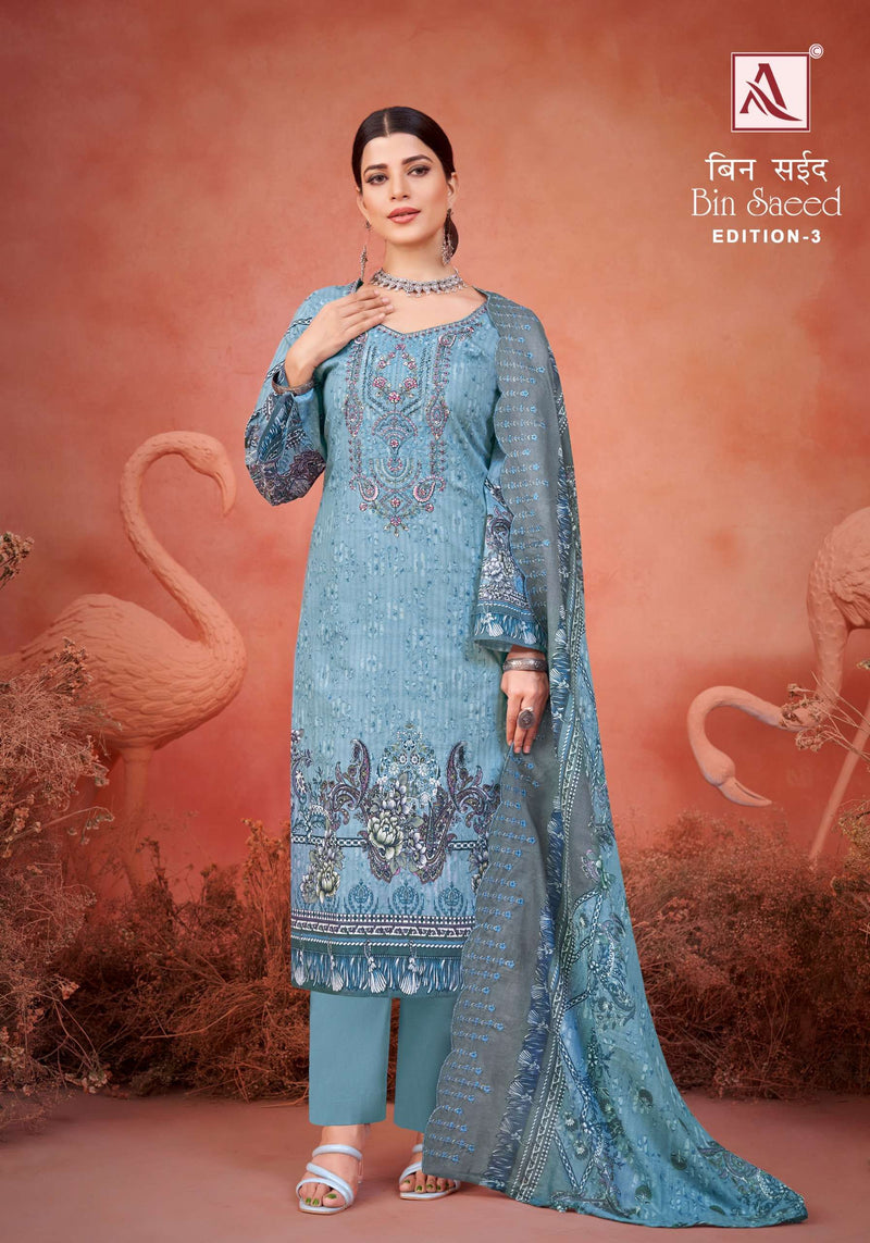 Alok Suits Bin Saeed Vol 3 Cambric Cotton Pakistani Print Fancy Salwar Suit