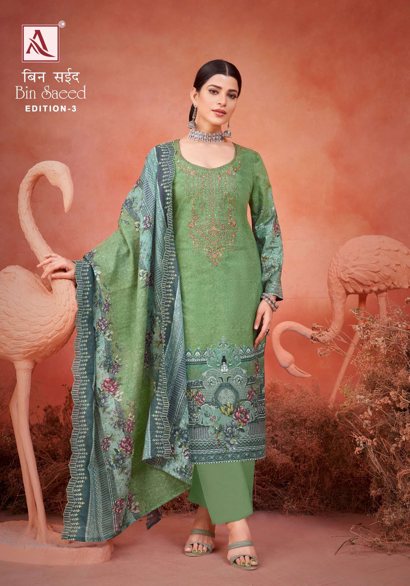 Alok Suits Bin Saeed Vol 3 Cambric Cotton Pakistani Print Fancy Salwar Suit