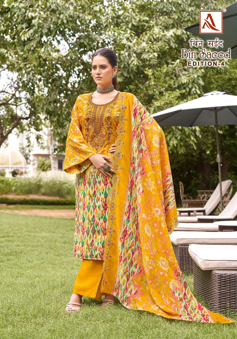 Alok Suits Bin Saeed Vol 4 Cambric Cotton Pakistani Print Fancy Salwar Suit
