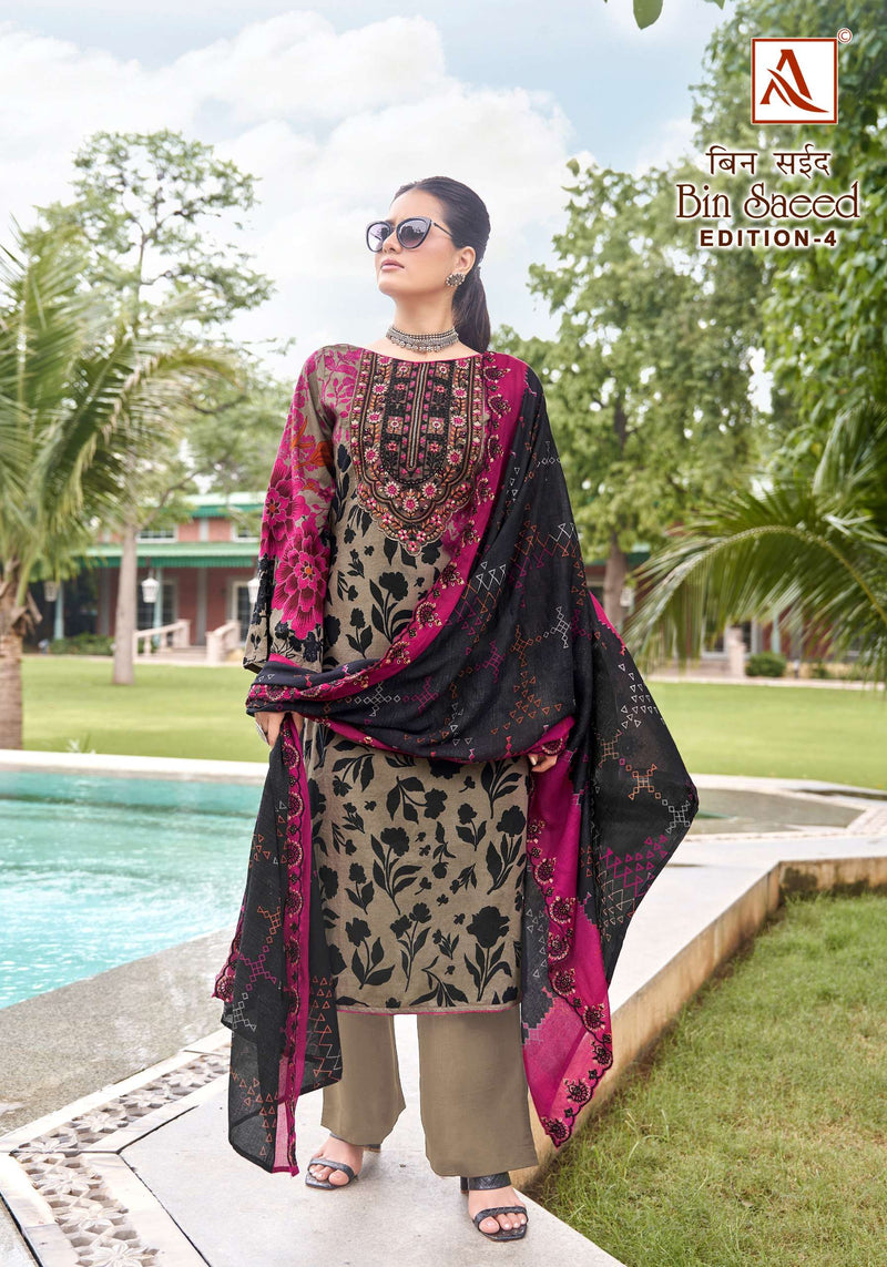Alok Suits Bin Saeed Vol 4 Cambric Cotton Pakistani Print Fancy Salwar Suit