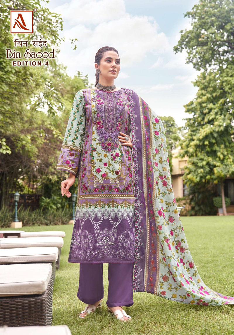 Alok Suits Bin Saeed Vol 4 Cambric Cotton Pakistani Print Fancy Salwar Suit