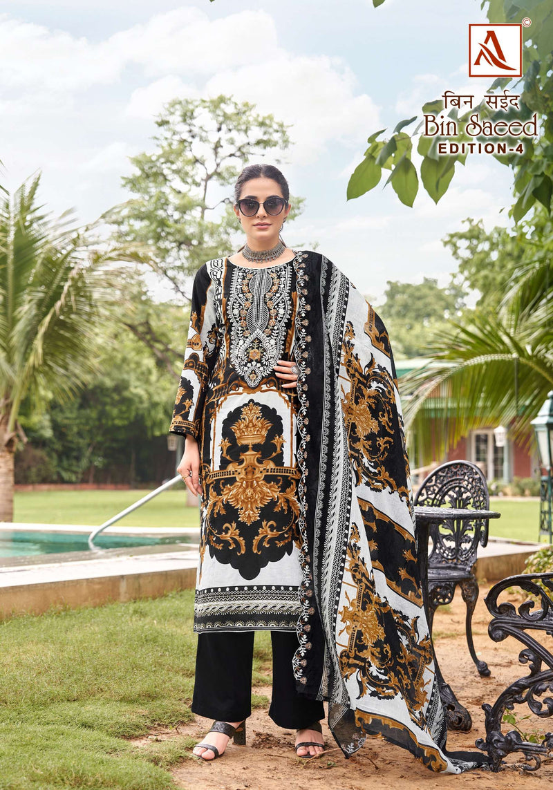 Alok Suits Bin Saeed Vol 4 Cambric Cotton Pakistani Print Fancy Salwar Suit