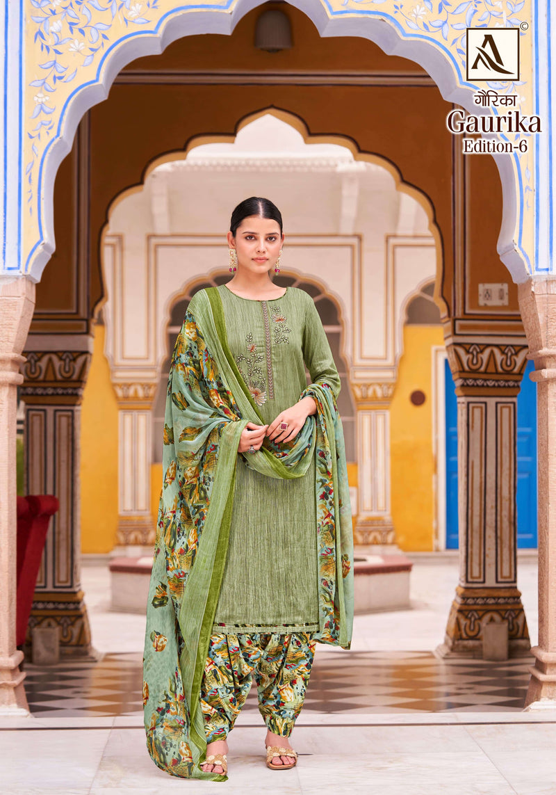 Alok Suits Gaurika Edition 6 Jam Cotton Self Print Fancy Embroidery Heavy Salwar Suit