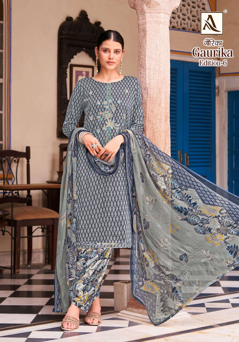 Alok Suits Gaurika Edition 6 Jam Cotton Self Print Fancy Embroidery Heavy Salwar Suit