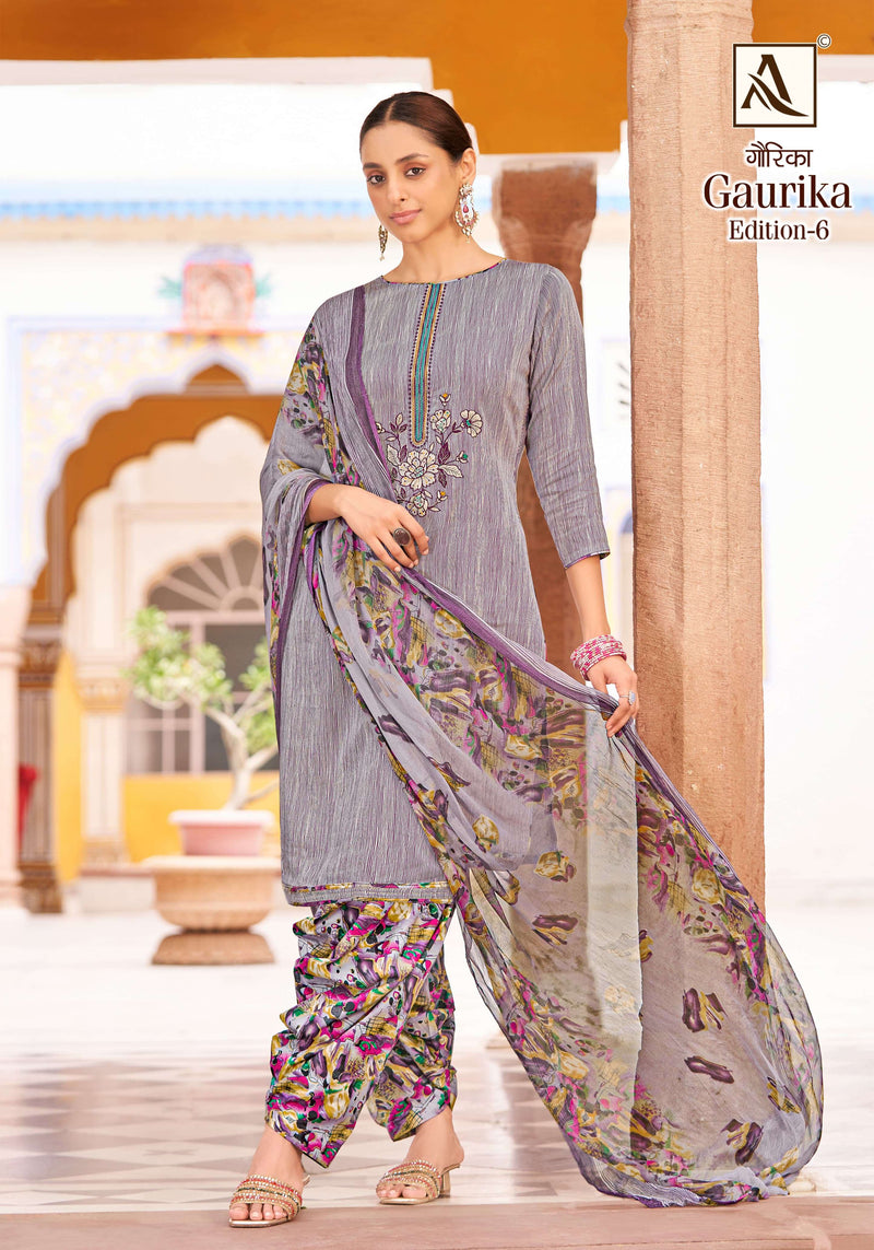Alok Suits Gaurika Edition 6 Jam Cotton Self Print Fancy Embroidery Heavy Salwar Suit